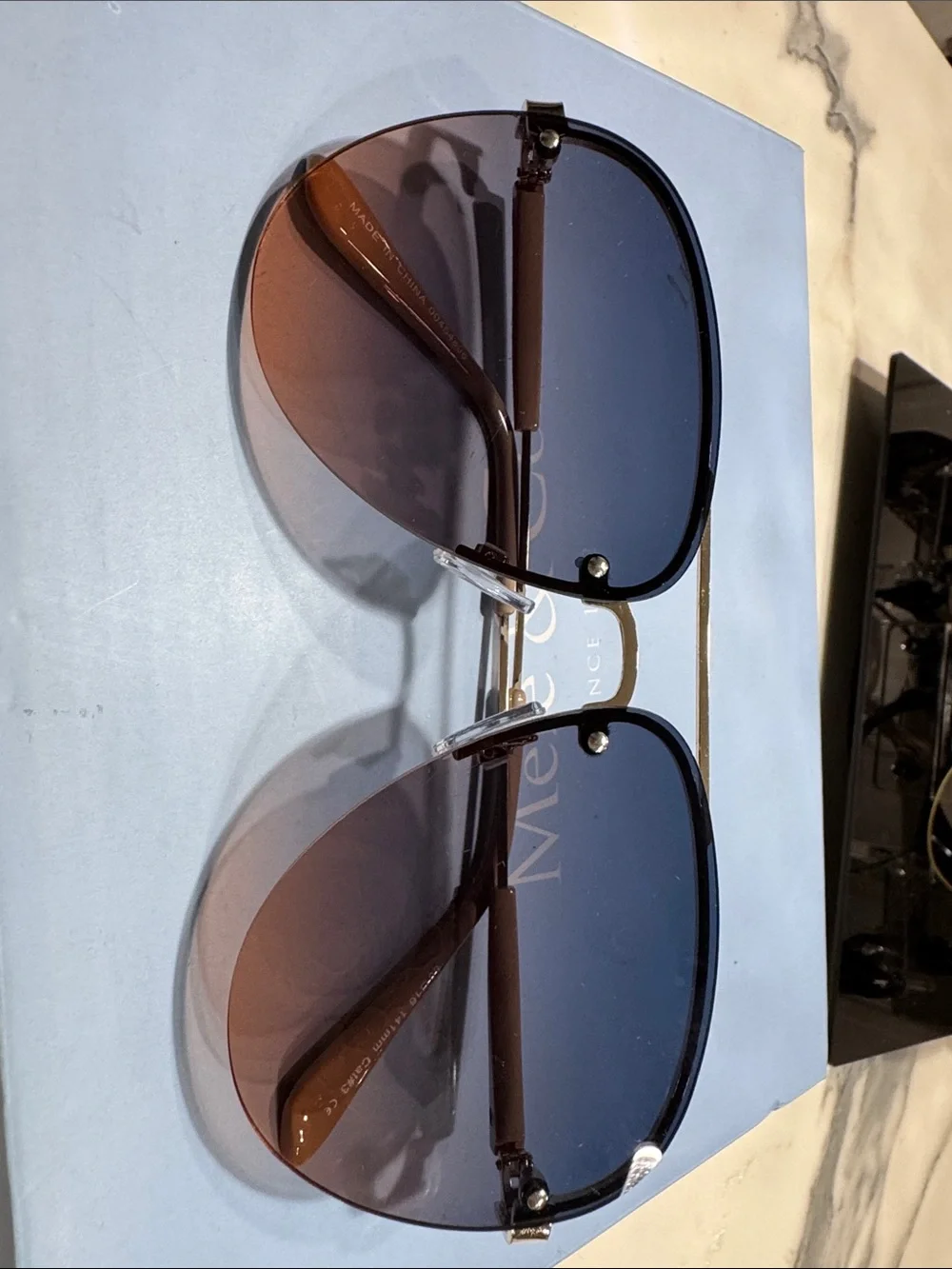 Men's Rimless Gradient Sunglasses - Brown/Black